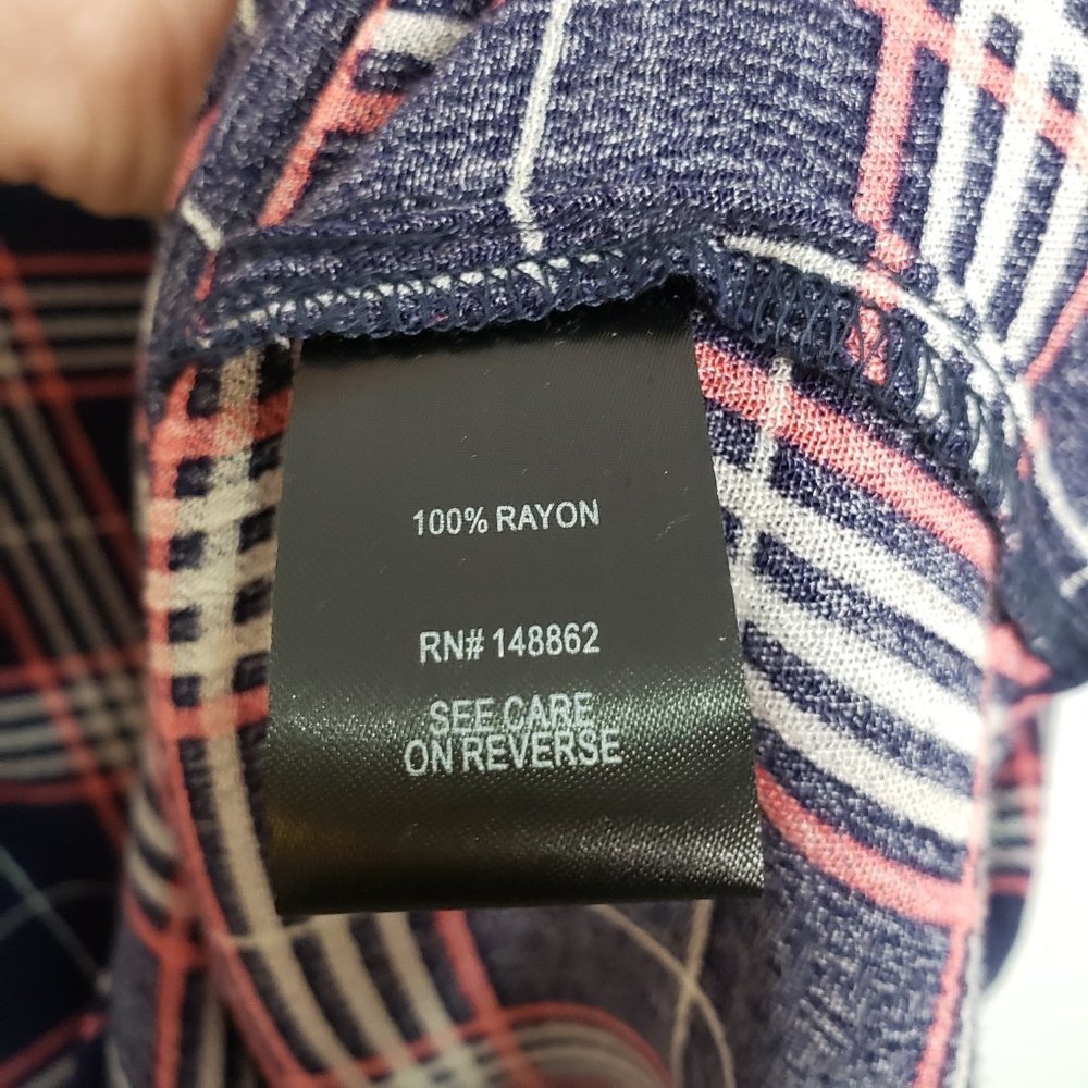 Torrid Abbey Navy Pink Plaid Gauze Button Back Top - Picture 4 of 6